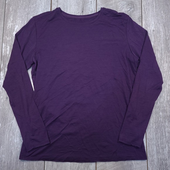 Segments Tops - Segments Long Sleeve Top Women XL Purple 100% Merino Wool Crew Neck Base Layer